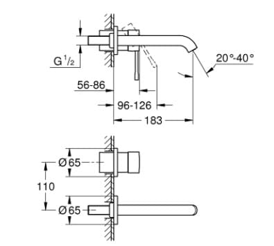 Vòi Chậu Lavabo Nóng Lạnh Gắn Tường Đức Grohe 19408GL1 3