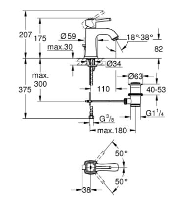 Vòi Chậu Lavabo Nóng Lạnh Đức Grohe 23303DA0 3
