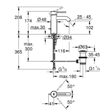 Vòi Chậu Lavabo Nóng Lạnh Đức Grohe 23589DL1 3
