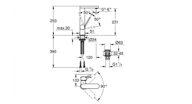 Vòi Chậu Lavabo Nóng Lạnh Đức Grohe 23873003 3