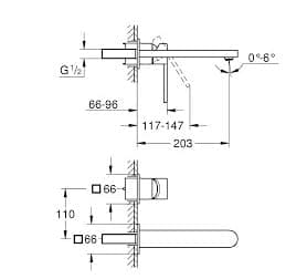 Vòi Chậu Lavabo Nóng Lạnh Gắn Tường Đức Grohe 29306003 3