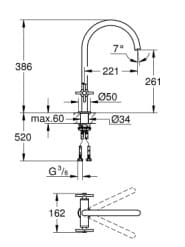 Vòi Chậu Rửa Bát Nóng Lạnh Đức Grohe 30362AL0 3