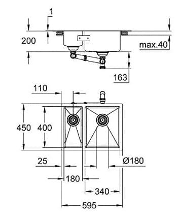 Chậu Rửa Bát 2 Hố Nhập Khẩu Đức Grohe 31576SD1 3