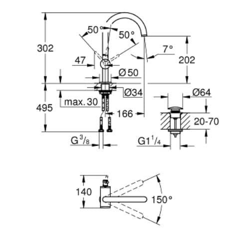 Vòi Chậu Lavabo Nóng Lạnh Đức Grohe 32042AL3 3