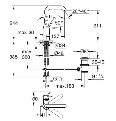 Vòi Chậu Lavabo Nóng Lạnh Đức Grohe 32628GN1 3