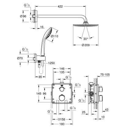 Bộ sen âm tường ổn nhiệt GROHE 34734000